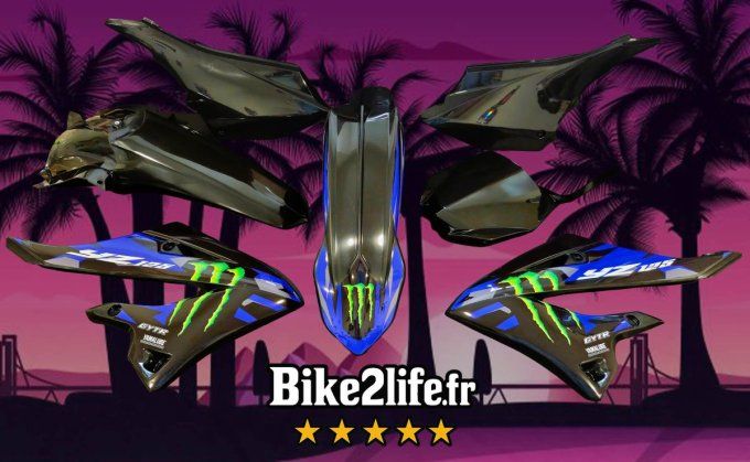 kit deco - kit plastique - monster --125yz - 125 - yz - yamaha - noir - 2023 - 2024 - 2025 - 2026 - 