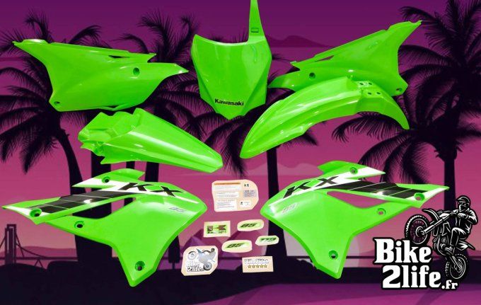 kit deco - kit plastiques - kawasaki - kx style origine - 2025- kx85- kx85L - kx112 - autocollants -