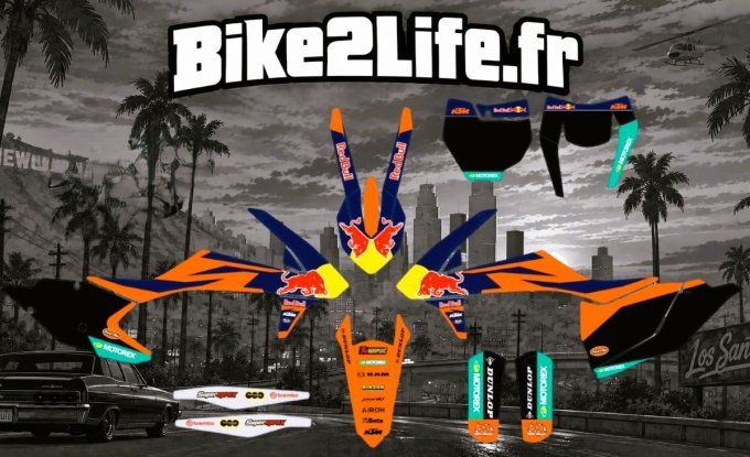 kit - deco - plastiques - redbull - noir - ktm - sxf - exc - sx - excf - 2016 - 2017 - 2018  - 6 day