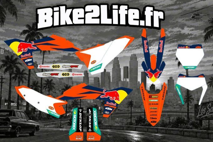 kit deco - redbull - blanc - ktm - sxf - exc - sx - excf - 2025 - 2024 - 2023 - autocollants - endur