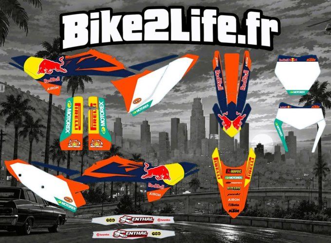kit deco - redbull - blanc - ktm - sxf - exc - sx - excf - 2025 - 2026 - 2027 - autocollants - endur