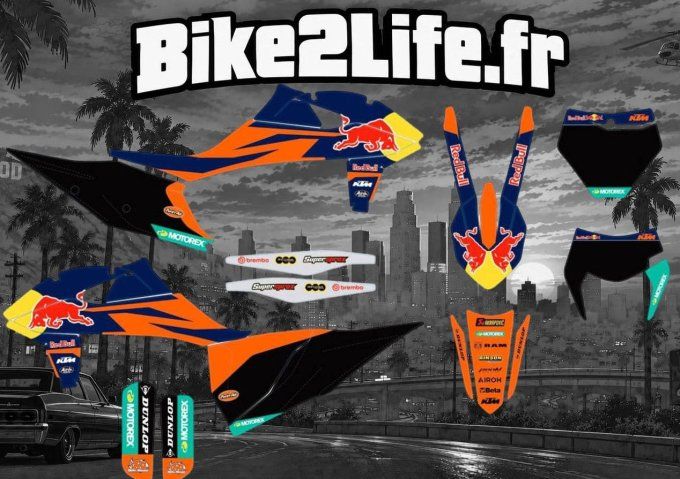 kit deco - redbull - noir - ktm - sxf - exc - sx - excf - 2019 - 2020 - 2021 - 2022 - 6 days -