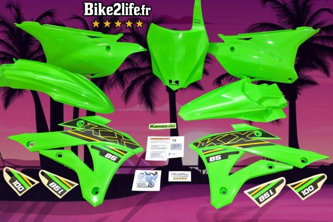 kit deco - style origine - 2021 - kx85 - kx100 - kx - 85L- kawasaki - bike life - kit plastiques -